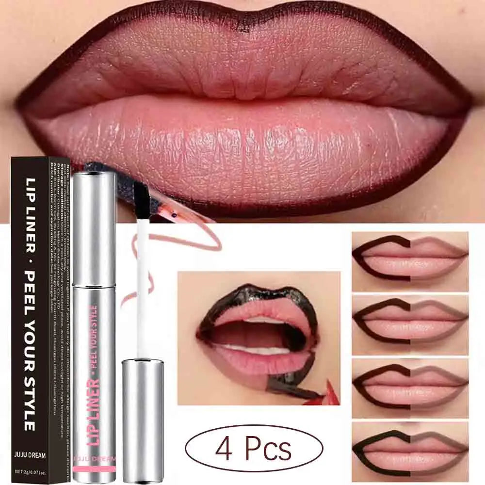 4 couleurs Crayon à lèvres peel-off mat, imperméable, longue tenue, sans transfert. Gloss à lèvres peel-off, cosmétique longue durée, teinte mate.