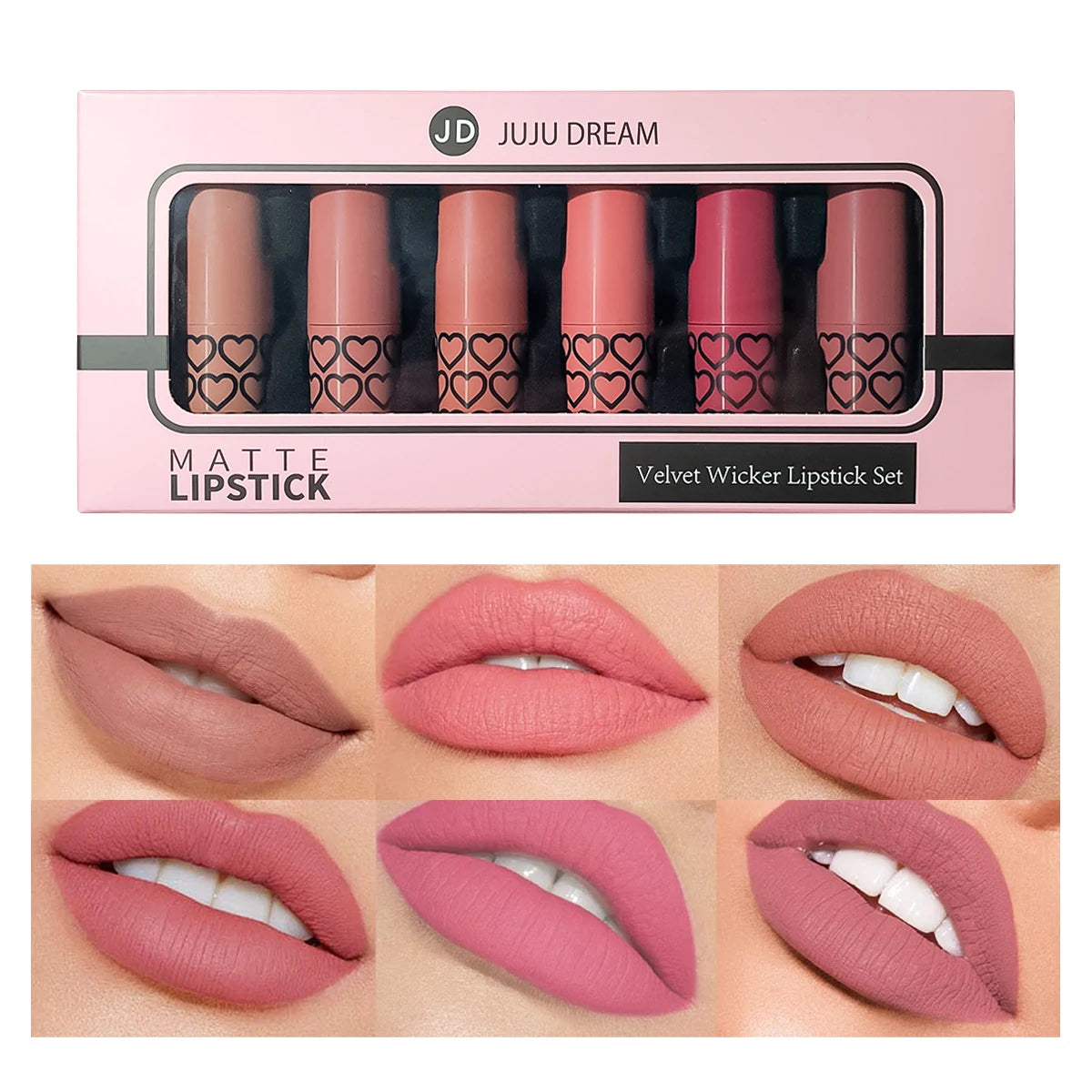Coffret de 6 rouges à lèvres mats nude, imperméables, longue tenue, faciles à appliquer, haute pigmentation, ne tache pas les tasses, ensemble de maquillage pour les lèvres, idéal comme cadeau.