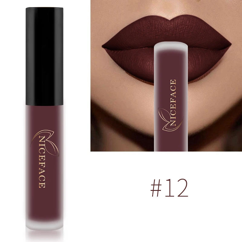 NICEFACE-Rouge à Lèvres Liquide Nude, Waterproof, Velours 256, Brcorporelle Longue Durée, Coupe Antiarina, Teinte Jules, Pigment de Maquillage, Cosmétiques