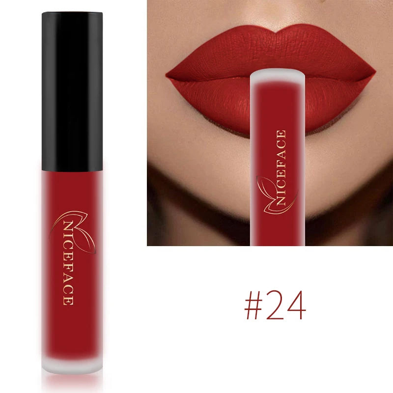 NICEFACE-Rouge à Lèvres Liquide Nude, Waterproof, Velours 256, Brcorporelle Longue Durée, Coupe Antiarina, Teinte Jules, Pigment de Maquillage, Cosmétiques