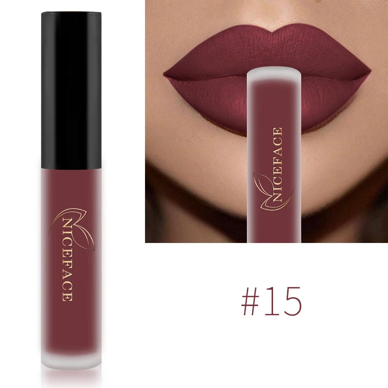NICEFACE-Rouge à Lèvres Liquide Nude, Waterproof, Velours 256, Brcorporelle Longue Durée, Coupe Antiarina, Teinte Jules, Pigment de Maquillage, Cosmétiques
