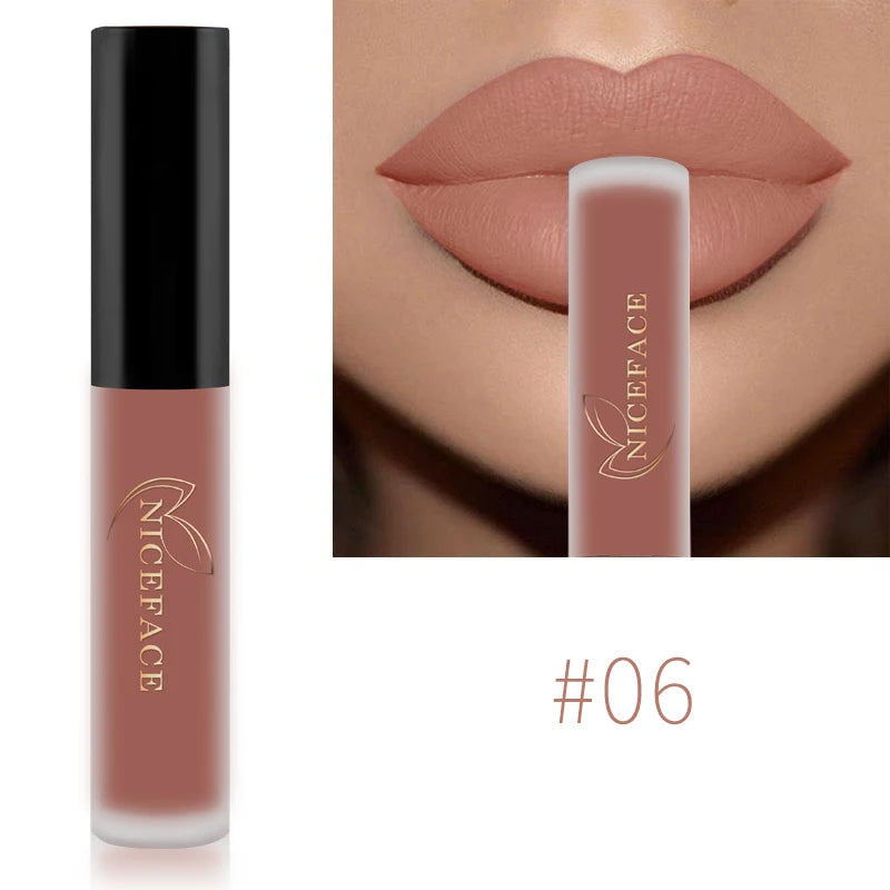 NICEFACE-Rouge à Lèvres Liquide Nude, Waterproof, Velours 256, Brcorporelle Longue Durée, Coupe Antiarina, Teinte Jules, Pigment de Maquillage, Cosmétiques
