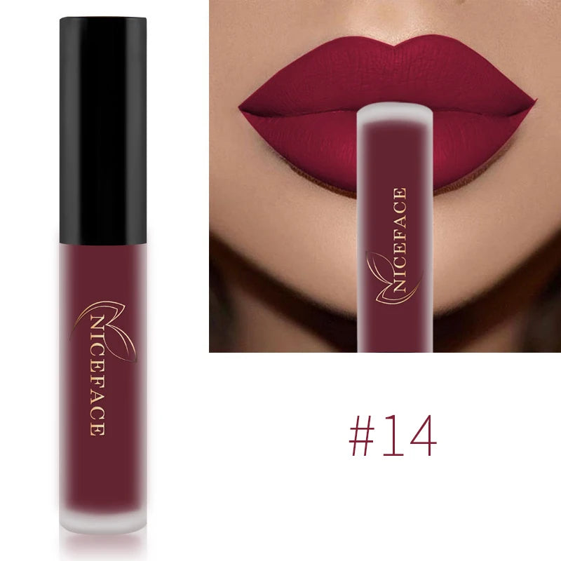 NICEFACE-Rouge à Lèvres Liquide Nude, Waterproof, Velours 256, Brcorporelle Longue Durée, Coupe Antiarina, Teinte Jules, Pigment de Maquillage, Cosmétiques