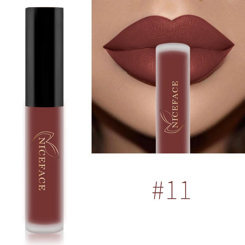 NICEFACE-Rouge à Lèvres Liquide Nude, Waterproof, Velours 256, Brcorporelle Longue Durée, Coupe Antiarina, Teinte Jules, Pigment de Maquillage, Cosmétiques