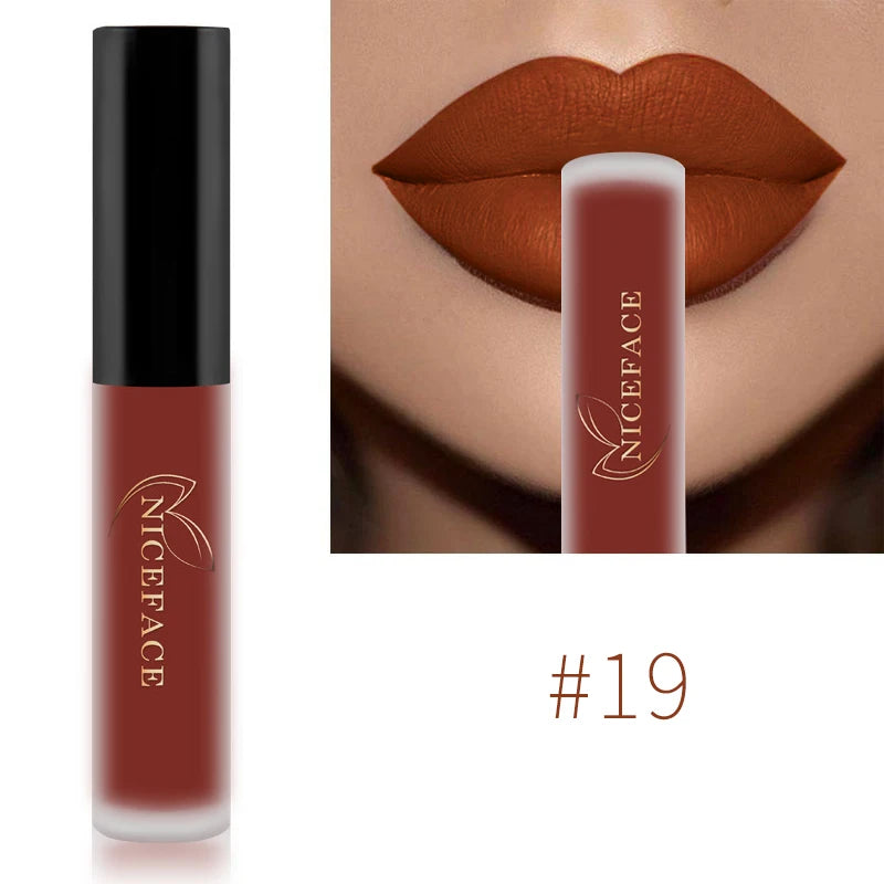 NICEFACE-Rouge à Lèvres Liquide Nude, Waterproof, Velours 256, Brcorporelle Longue Durée, Coupe Antiarina, Teinte Jules, Pigment de Maquillage, Cosmétiques