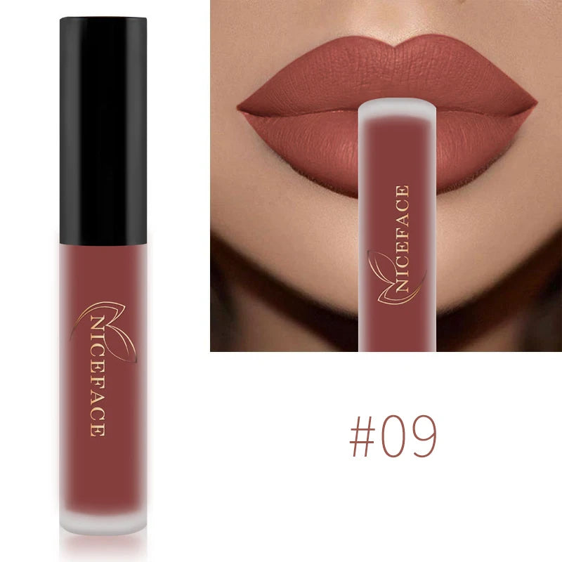 NICEFACE-Rouge à Lèvres Liquide Nude, Waterproof, Velours 256, Brcorporelle Longue Durée, Coupe Antiarina, Teinte Jules, Pigment de Maquillage, Cosmétiques