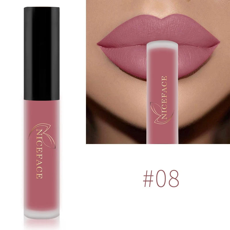 NICEFACE-Rouge à Lèvres Liquide Nude, Waterproof, Velours 256, Brcorporelle Longue Durée, Coupe Antiarina, Teinte Jules, Pigment de Maquillage, Cosmétiques