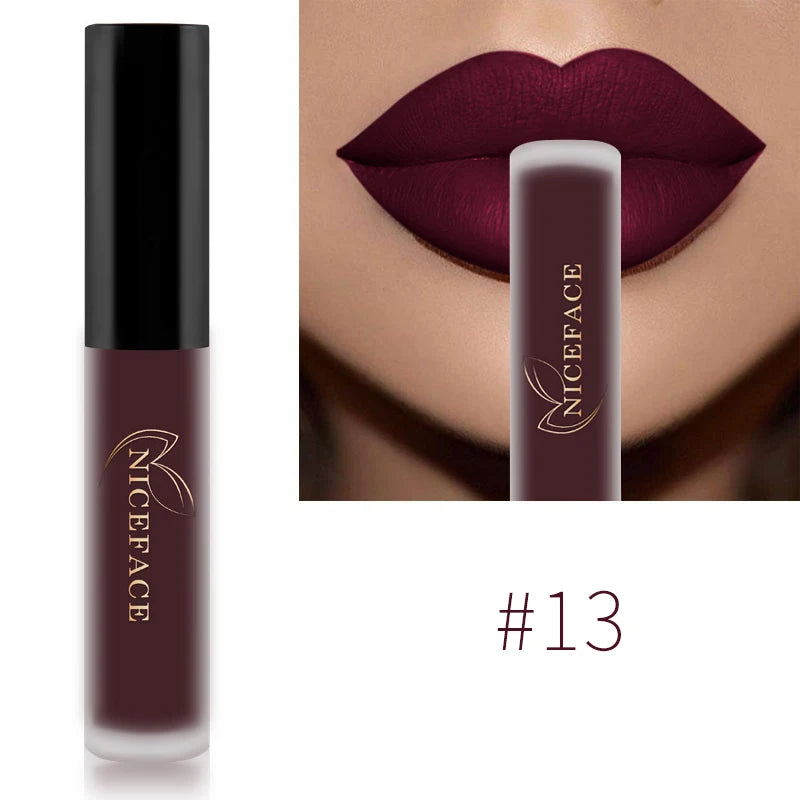 NICEFACE-Rouge à Lèvres Liquide Nude, Waterproof, Velours 256, Brcorporelle Longue Durée, Coupe Antiarina, Teinte Jules, Pigment de Maquillage, Cosmétiques