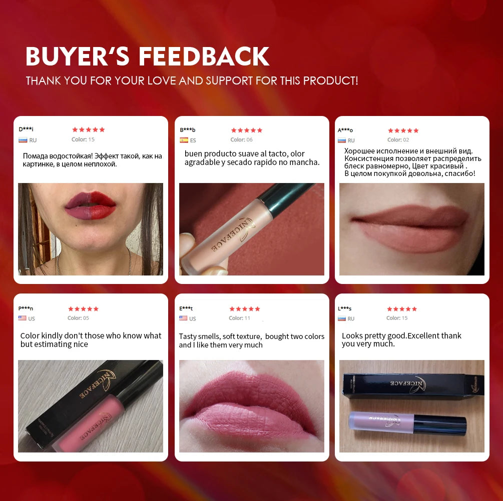 NICEFACE-Rouge à Lèvres Liquide Nude, Waterproof, Velours 256, Brcorporelle Longue Durée, Coupe Antiarina, Teinte Jules, Pigment de Maquillage, Cosmétiques