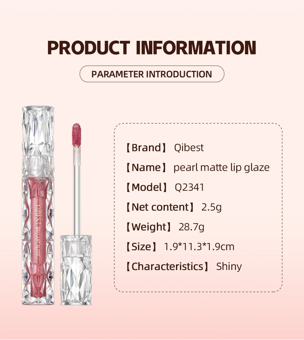 QIBEST diamant liquide rouge à lèvres hydratant longue durée violet scintillant imperméable brillant à lèvres cosmétiques mat paillettes rouge à lèvres
