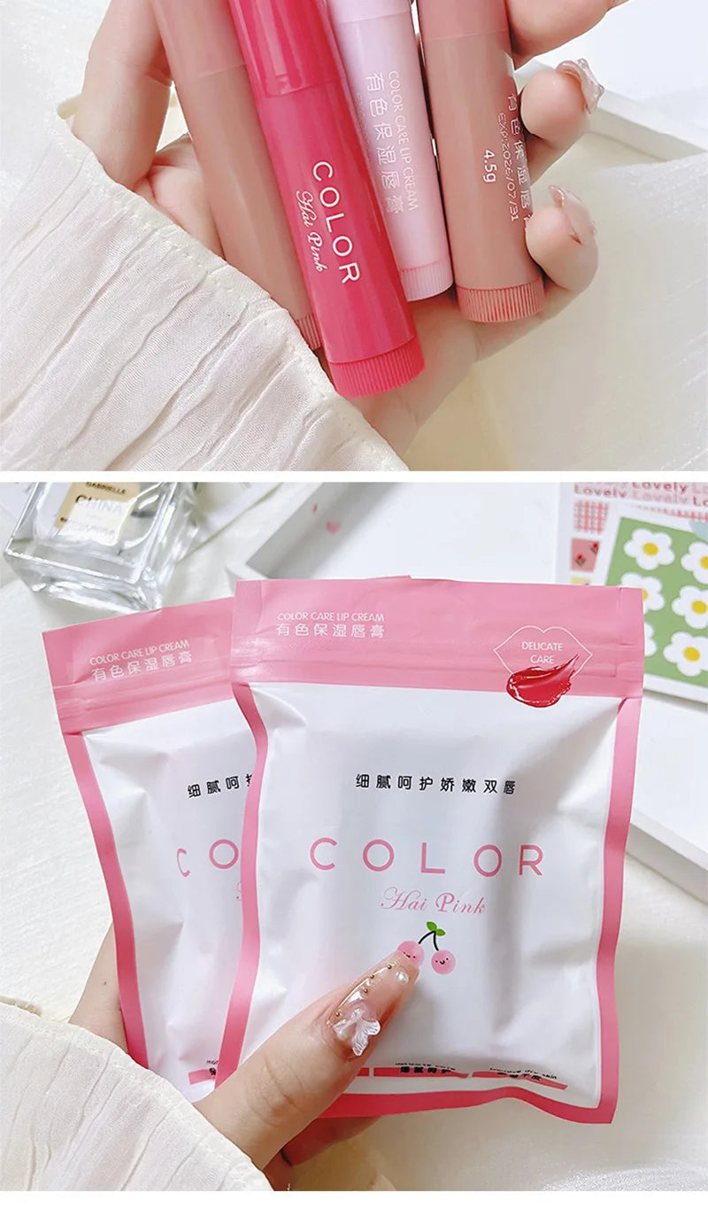 HAIPINK Ensemble de 3 baumes à lèvres hydratants teintés – Hydratant, estompe les lignes des lèvres, prévient les gerçures