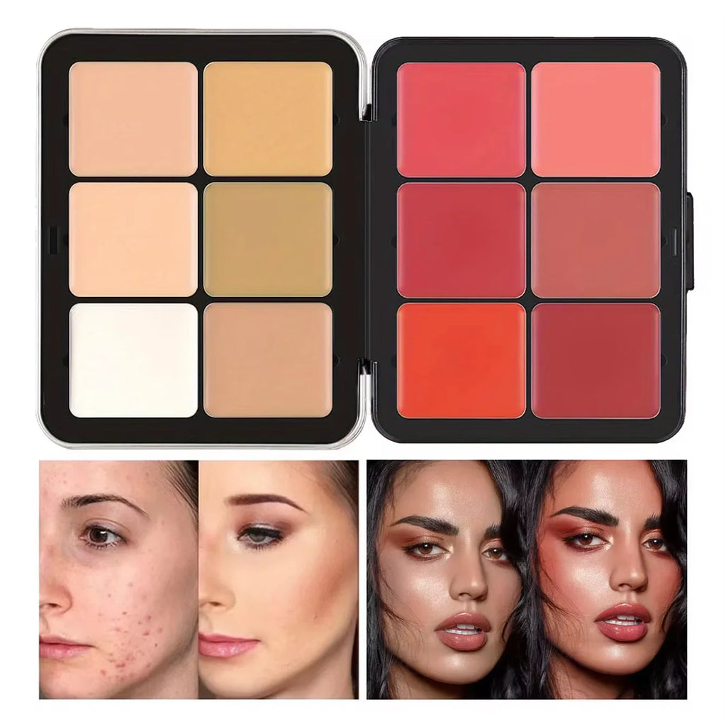 Boîte en fer pour correcteur de contour, crème pour fard à joues, palette de maquillage tout-en-un, 12 couleurs