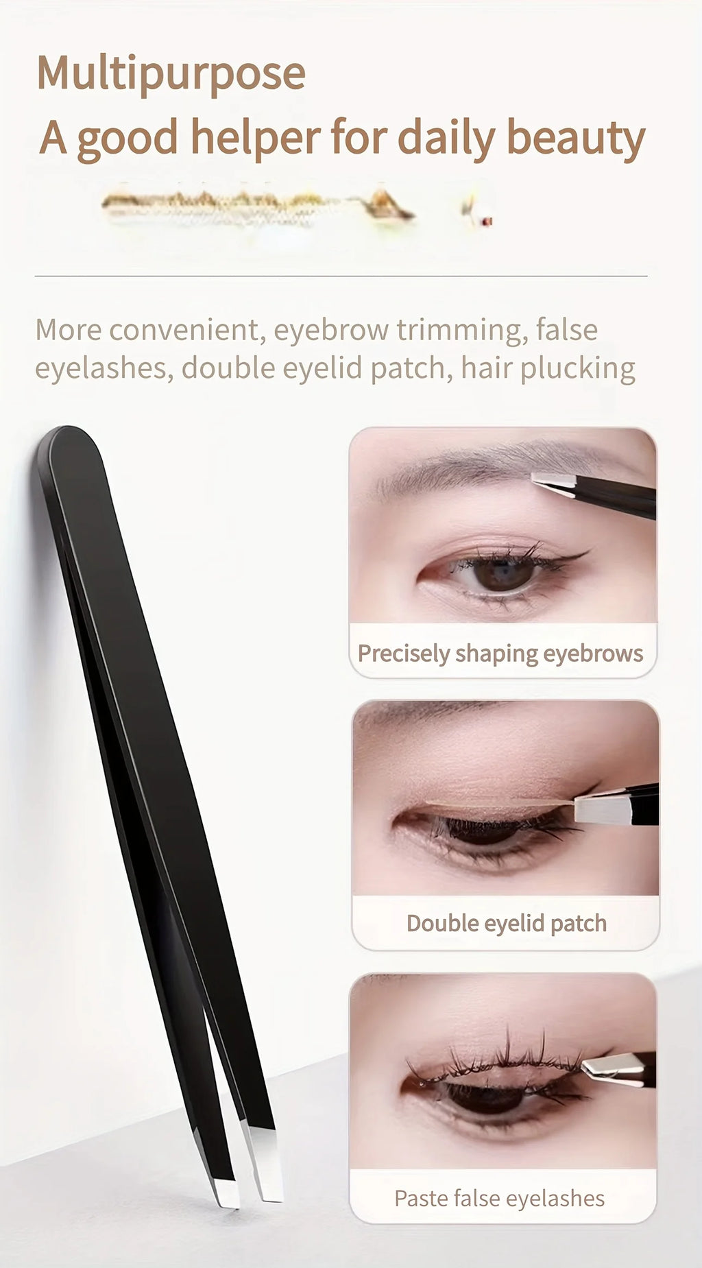 Ensemble de 4 pinces à épiler en acier inoxydable de haute qualité, adaptées aux sourcils, aux cils, à l'épilation de la barbe, cadeau de Noël