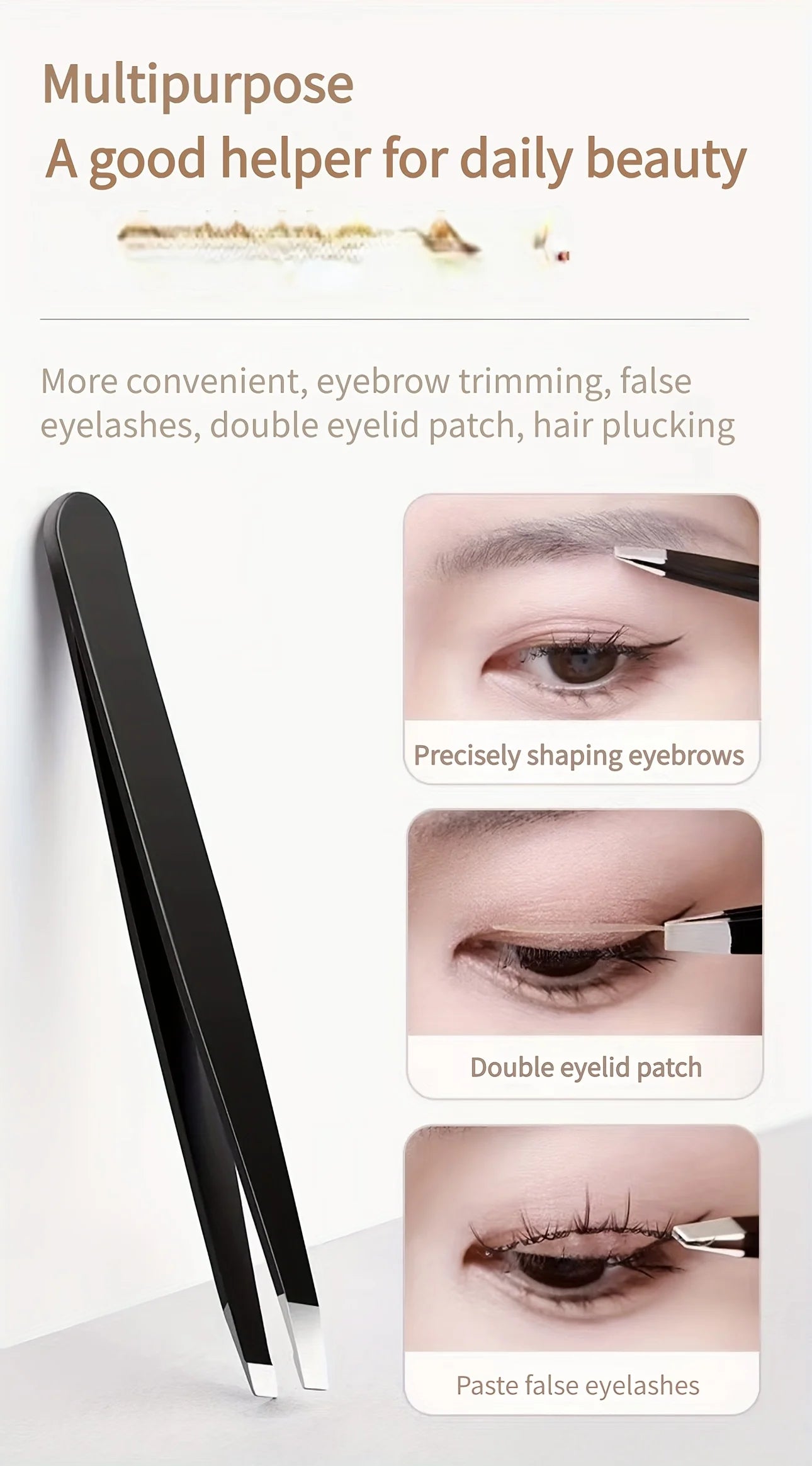 Ensemble de 4 pinces à épiler en acier inoxydable de haute qualité, adaptées aux sourcils, aux cils, à l'épilation de la barbe, cadeau de Noël