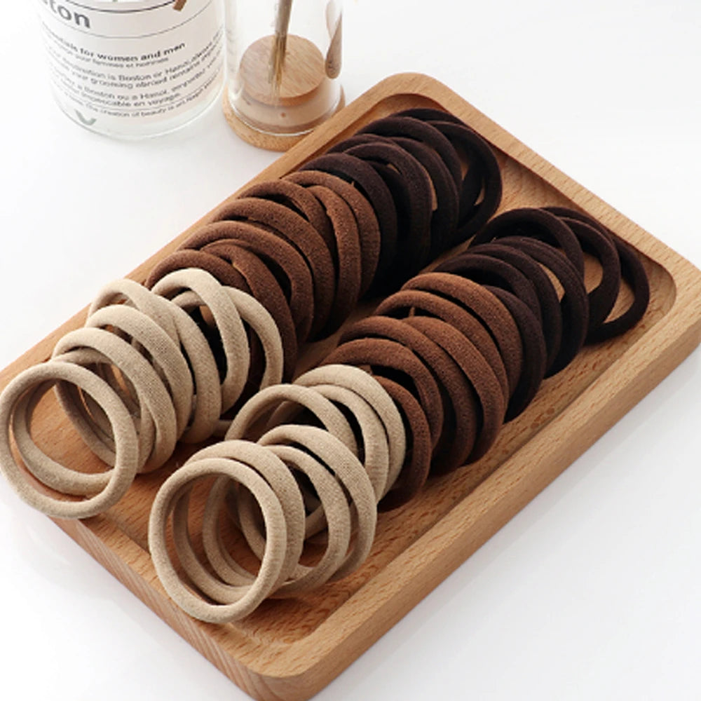 50/100 morceaux d'élastiques à cheveux noir et blanc, bandes à cheveux pour femmes, bandes à cheveux en caoutchouc à haute élasticité, bandes à cheveux