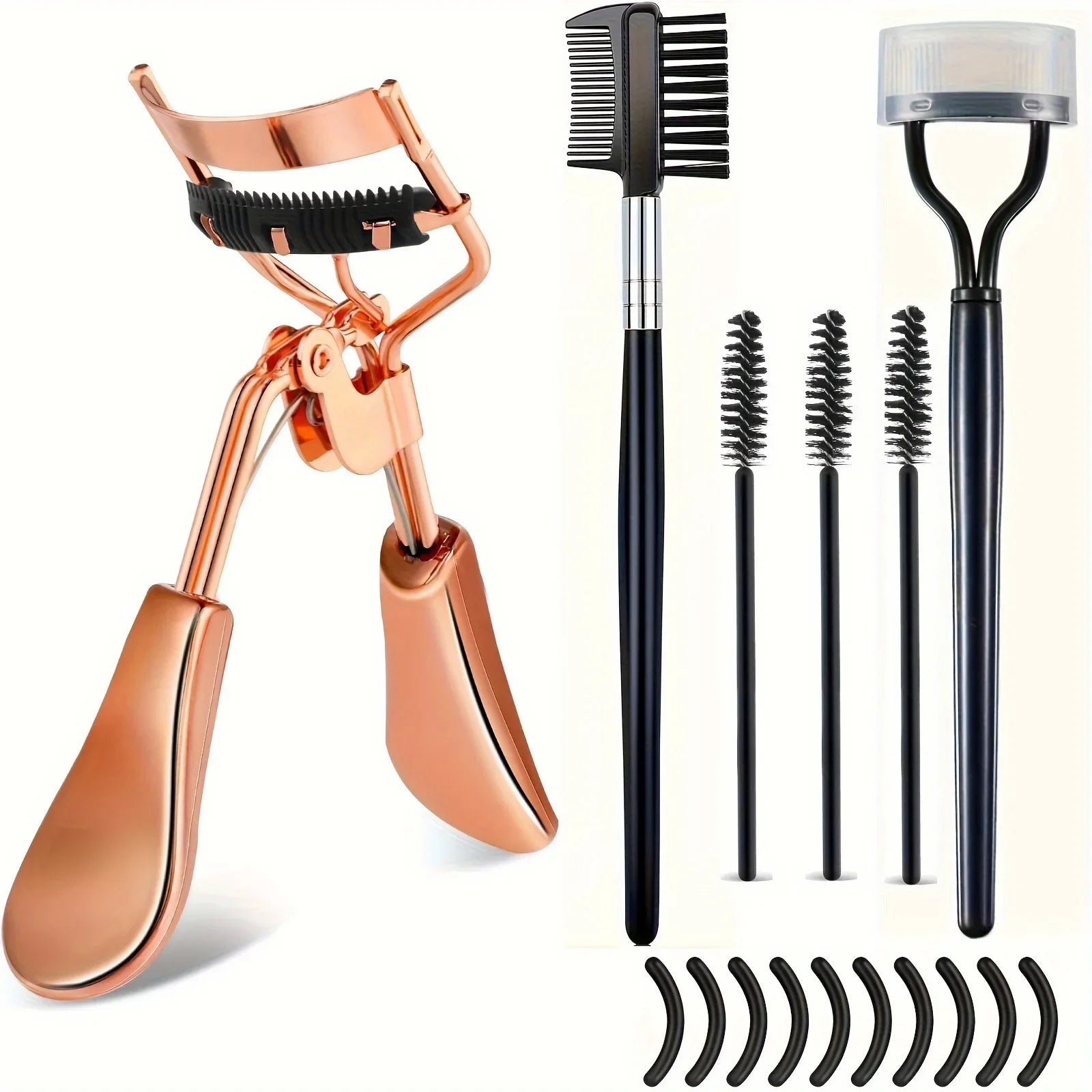 Bigoudis de cils pour femmes, kit de brosses pour les yeux, peigne séparateur de cils, baguettes de mascara, outil de maquillage avec coussinets en silicone