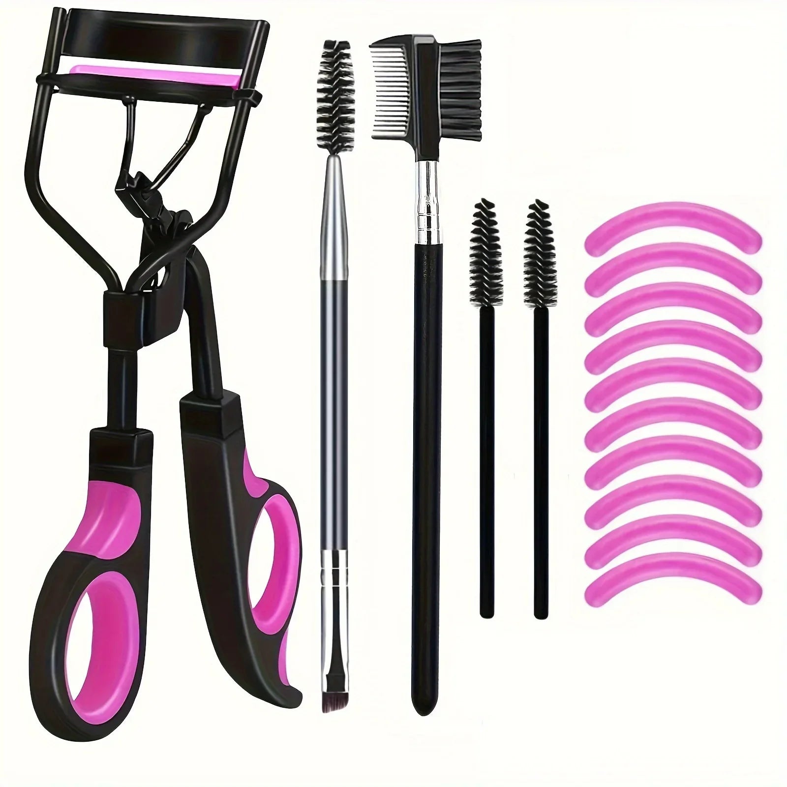 Bigoudis de cils pour femmes, kit de brosses pour les yeux, peigne séparateur de cils, baguettes de mascara, outil de maquillage avec coussinets en silicone
