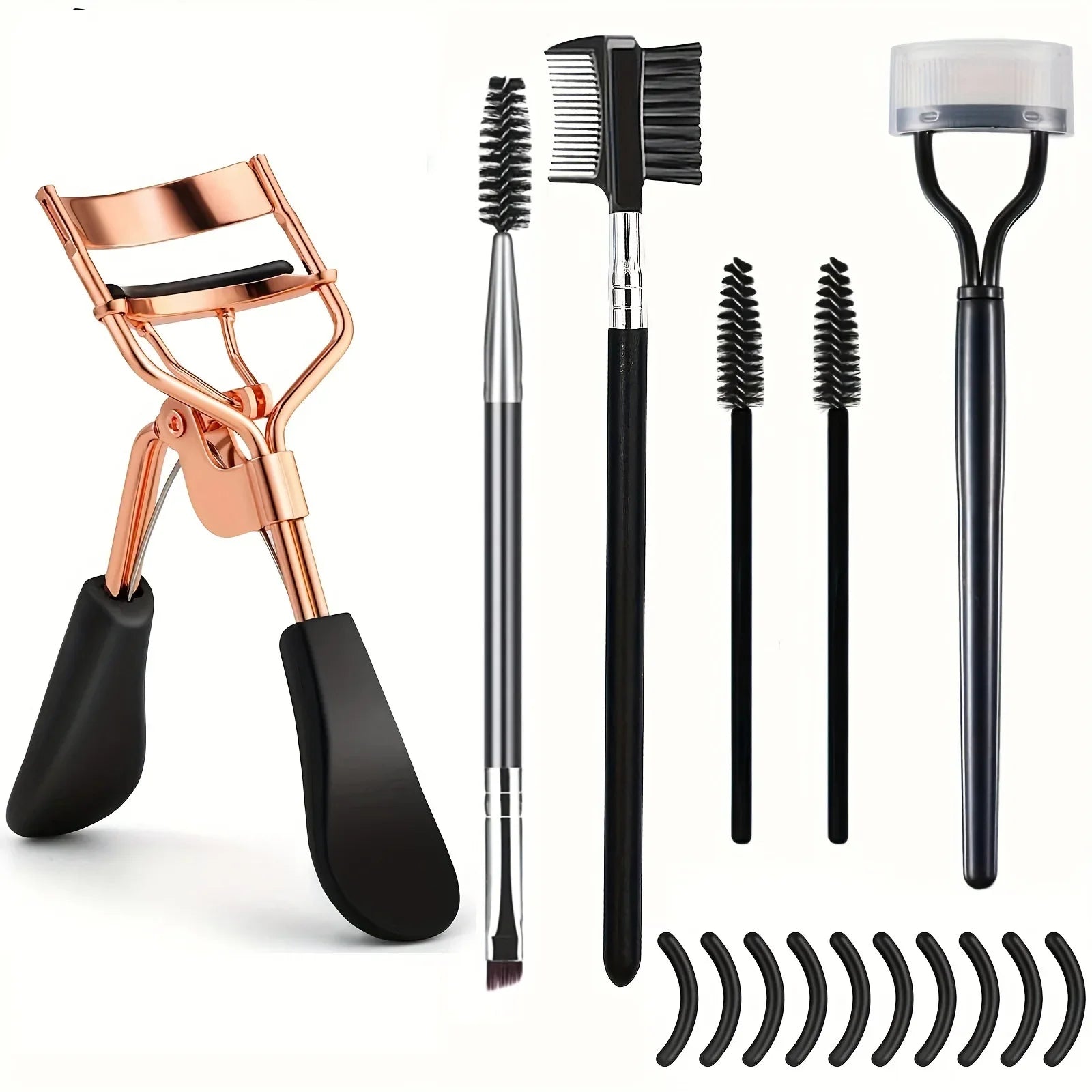 Bigoudis de cils pour femmes, kit de brosses pour les yeux, peigne séparateur de cils, baguettes de mascara, outil de maquillage avec coussinets en silicone