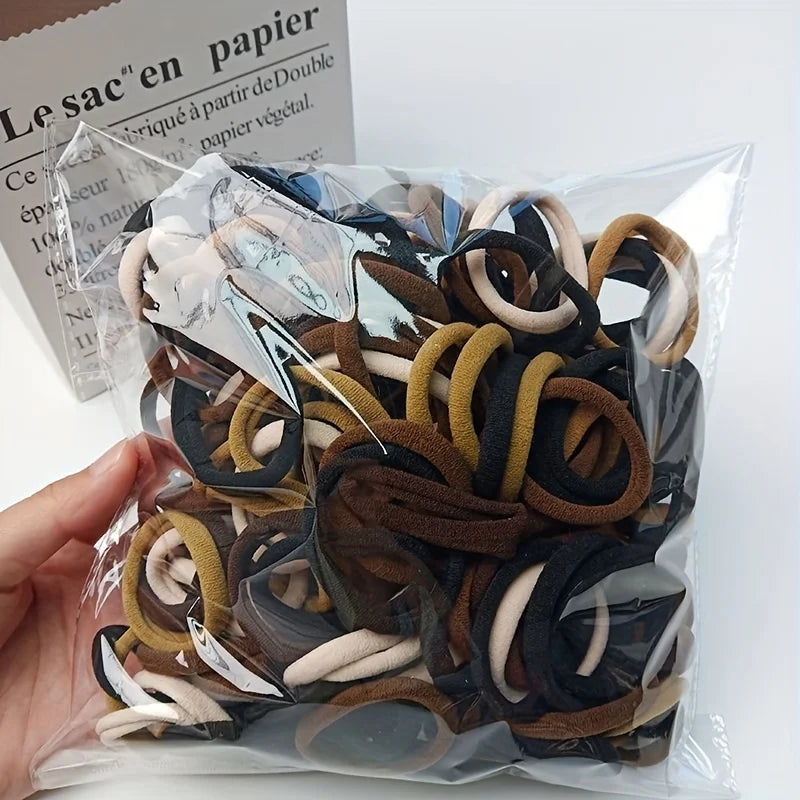 Attaches de cheveux élastiques sans couture style Boho, 50/100 pièces, épais, confortables et durables, porte-queue de cheval pour femmes, accessoires pour cheveux de couleur unie