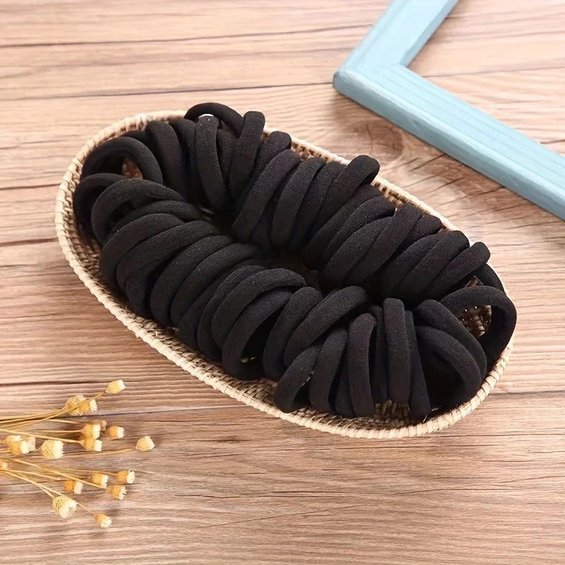 Attaches de cheveux élastiques sans couture style Boho, 50/100 pièces, épais, confortables et durables, porte-queue de cheval pour femmes, accessoires pour cheveux de couleur unie