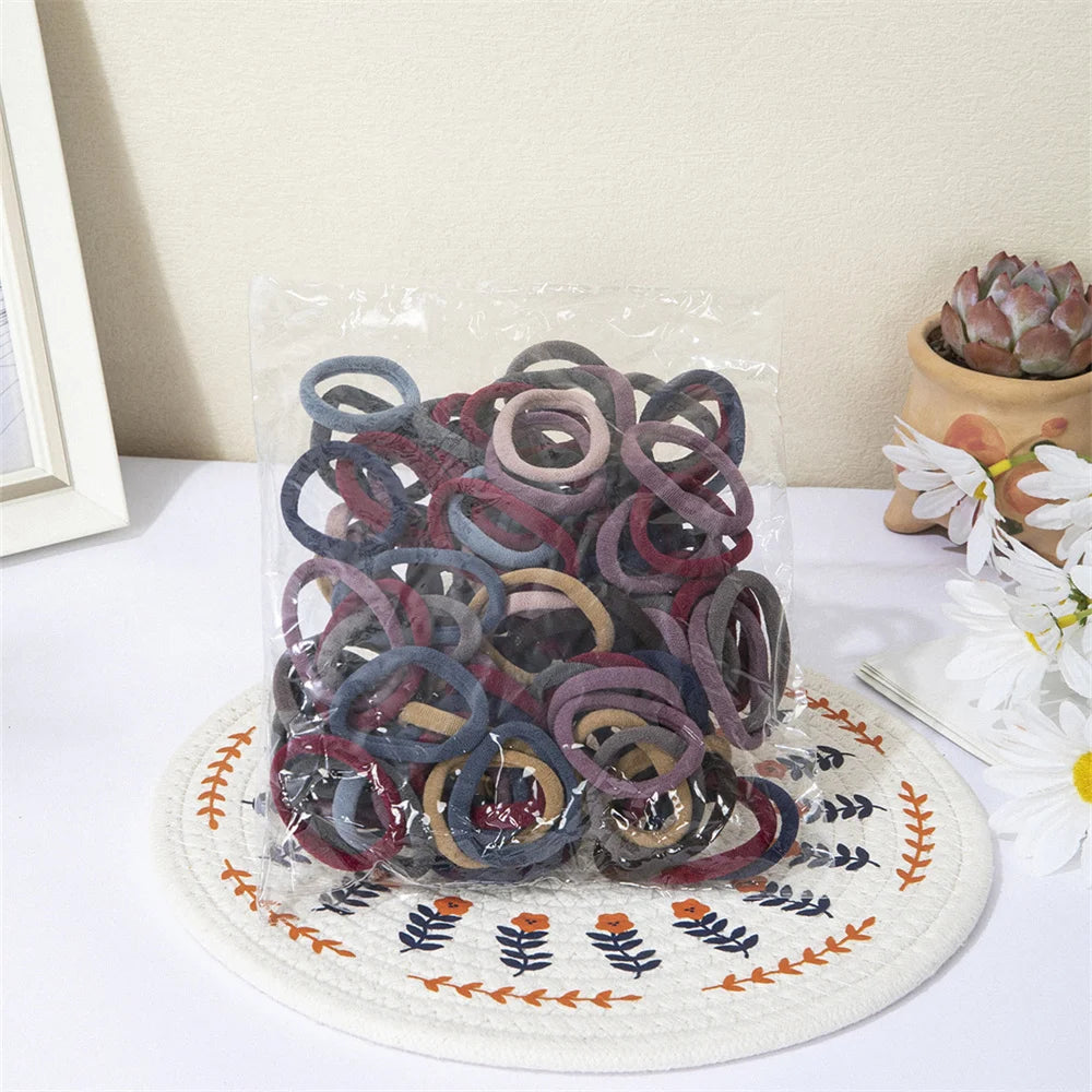 50/100 morceaux d'élastiques à cheveux noir et blanc, bandes à cheveux pour femmes, bandes à cheveux en caoutchouc à haute élasticité, bandes à cheveux