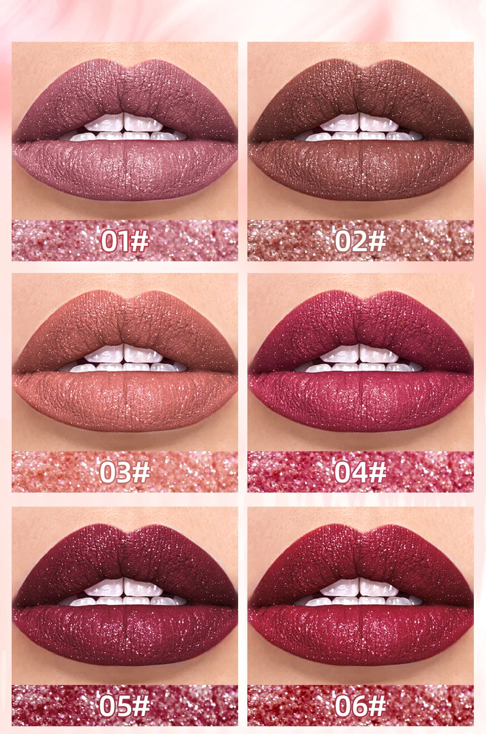 QIBEST diamant liquide rouge à lèvres hydratant longue durée violet scintillant imperméable brillant à lèvres cosmétiques mat paillettes rouge à lèvres