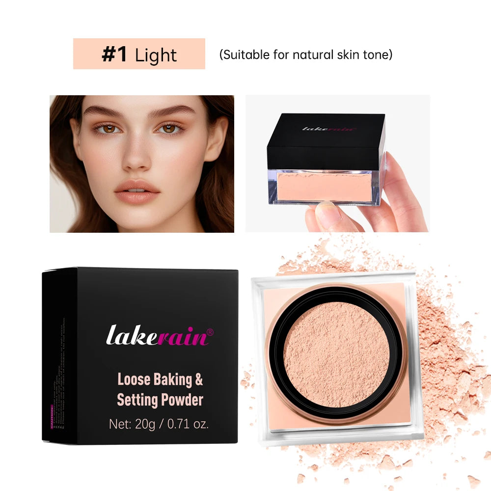 Lakerain poudre à réglage délicat durable sans perte contrôle du maquillage verrouillage de l'huile humidité créer un maquillage de Base de pores zéro