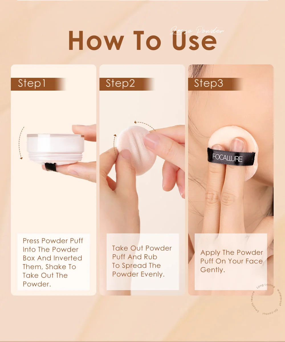 Focallure finition Invisible poudre de réglage libre translucide naturel doux visage poudre de maquillage contrôle de l'huile visage poudre libre