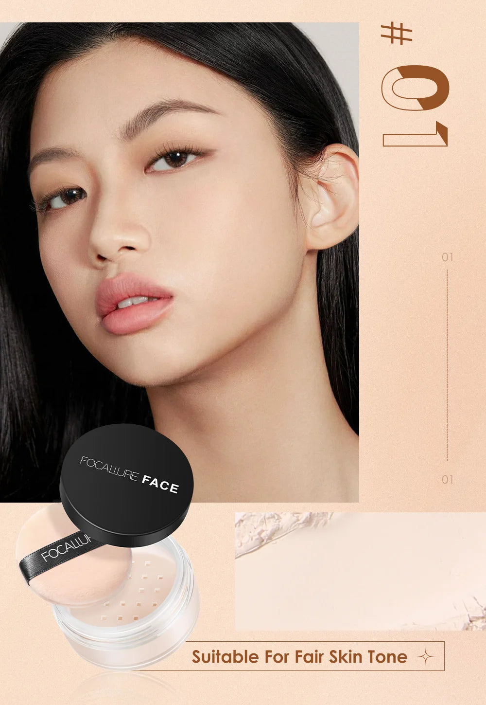 Focallure finition Invisible poudre de réglage libre translucide naturel doux visage poudre de maquillage contrôle de l'huile visage poudre libre