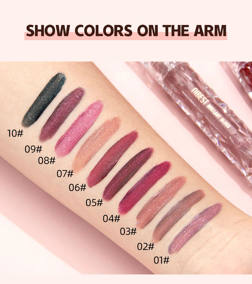 QIBEST diamant liquide rouge à lèvres hydratant longue durée violet scintillant imperméable brillant à lèvres cosmétiques mat paillettes rouge à lèvres