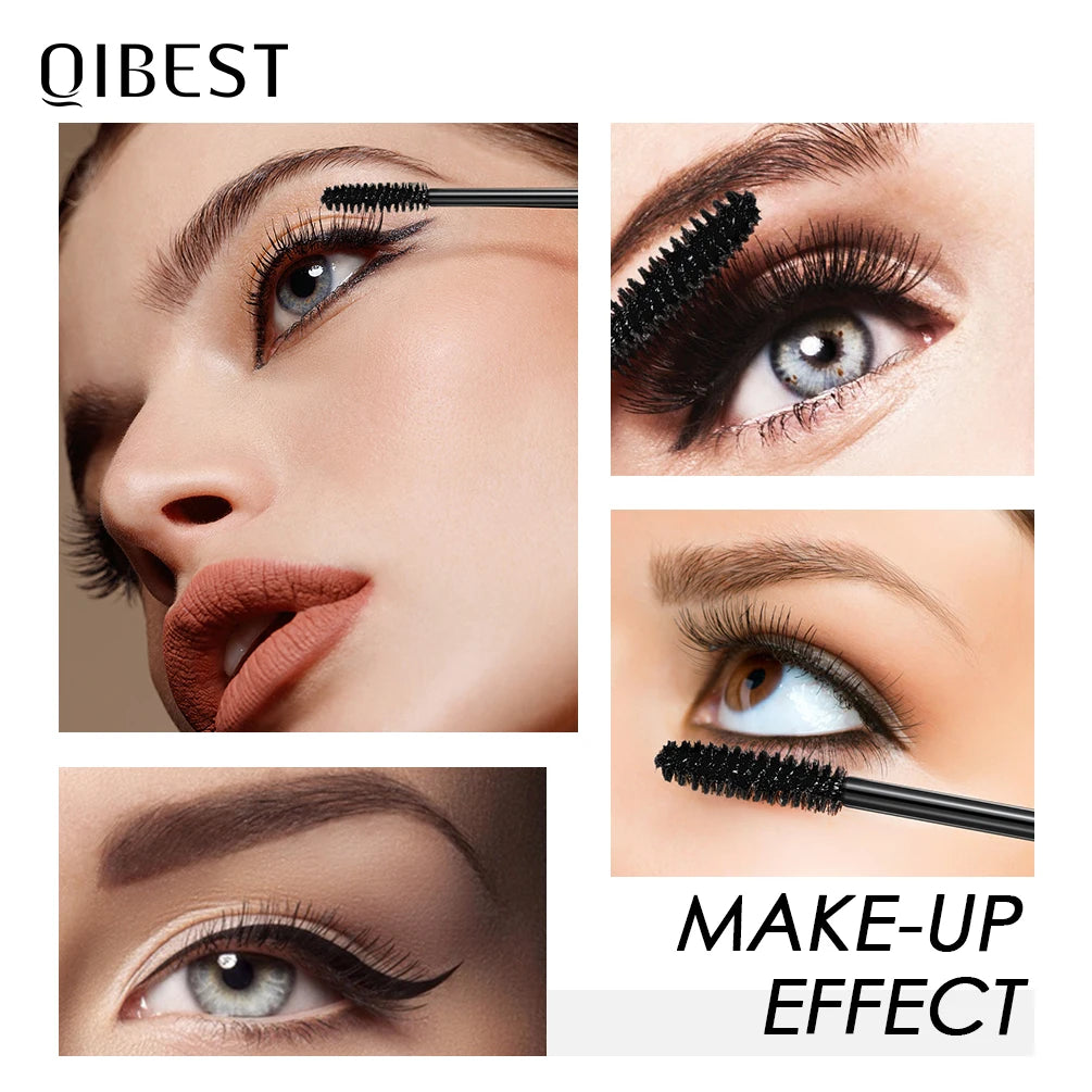 QIBEST-Mascara 4D noir pour extension de cils, imperméable, fibre optique, lifting, allongement, maquillage durable, rimel