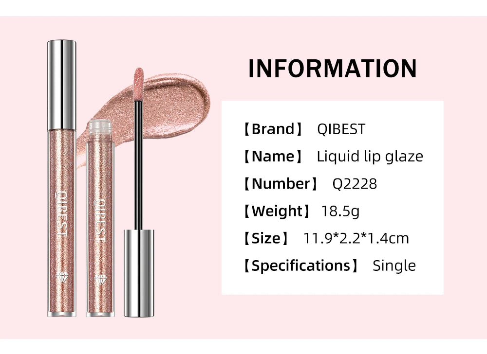 Rouge à lèvres liquide à paillettes de diamant, imperméable, longue durée, brillant à lèvres en métal, charmant, teinte de maquillage pour femmes