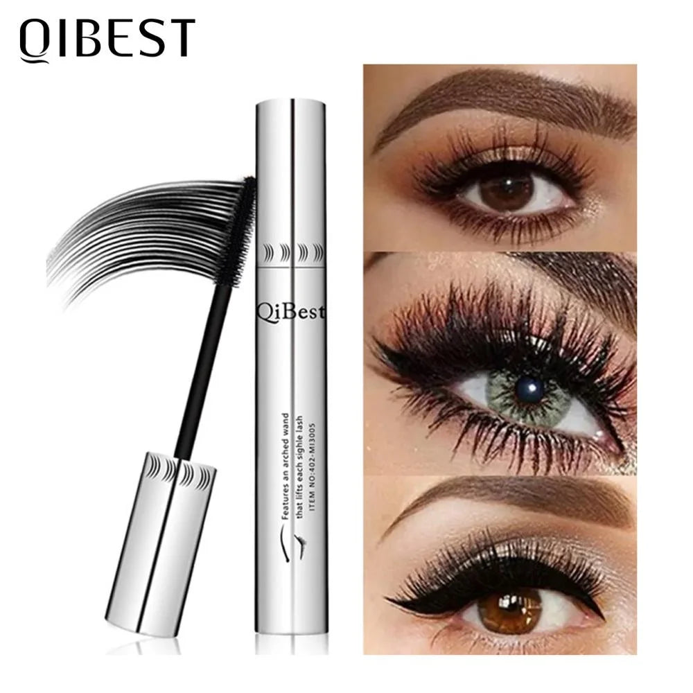 QIBEST-Mascara 4D noir pour extension de cils, imperméable, fibre optique, lifting, allongement, maquillage durable, rimel