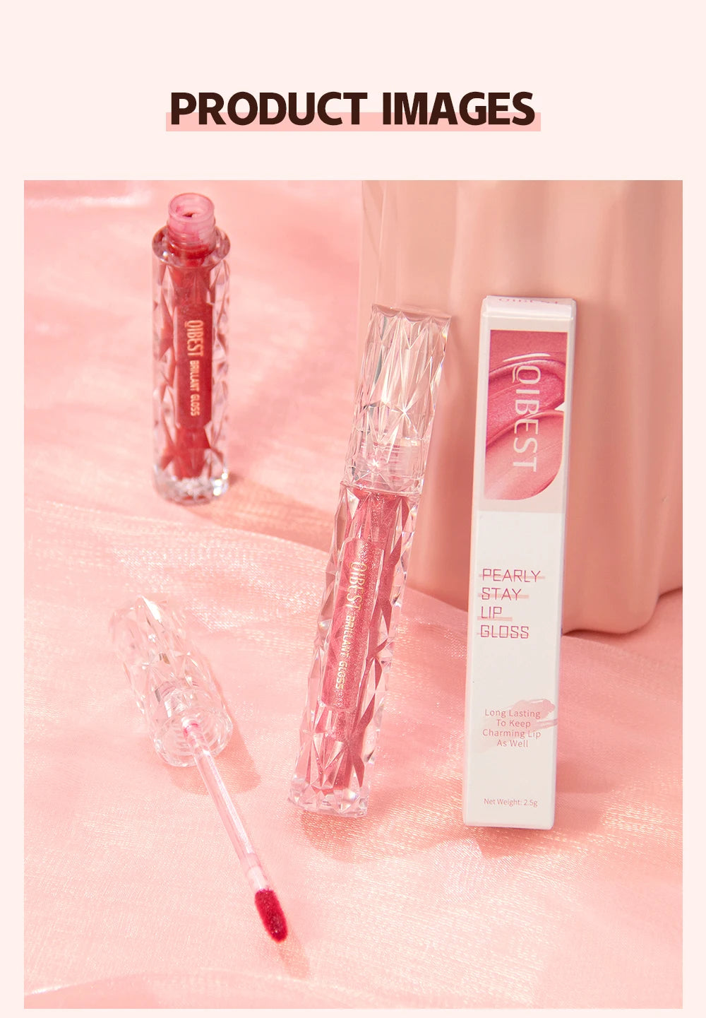 QIBEST diamant liquide rouge à lèvres hydratant longue durée violet scintillant imperméable brillant à lèvres cosmétiques mat paillettes rouge à lèvres