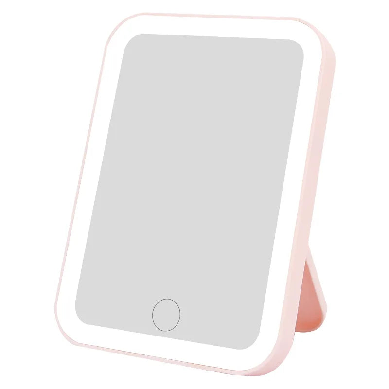 Miroir de courtoisie LED portable avec écran tactile, 3 couleurs, aste par USB, gradation, maquillage, 3 luminosités