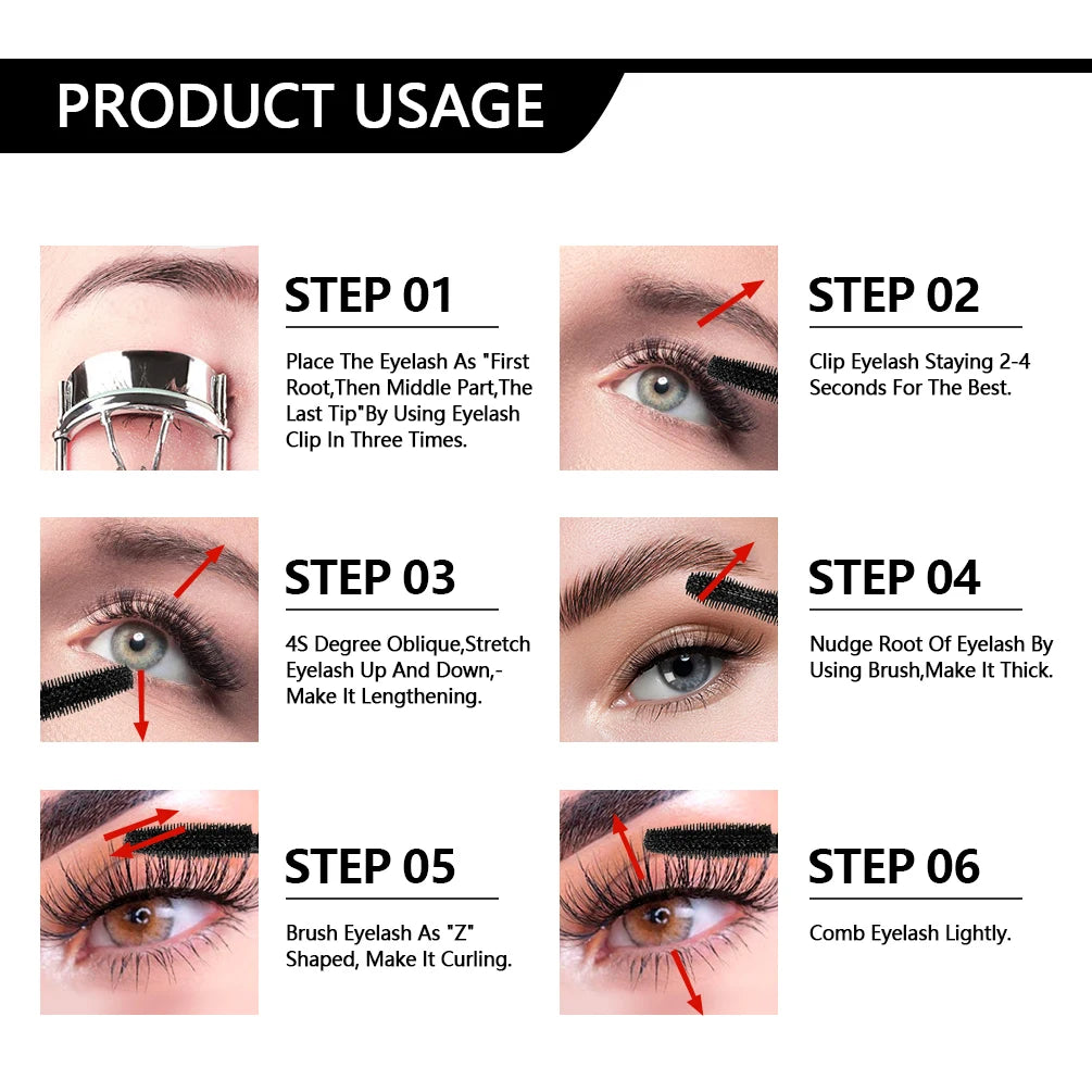QIBEST-Mascara 4D noir pour extension de cils, imperméable, fibre optique, lifting, allongement, maquillage durable, rimel