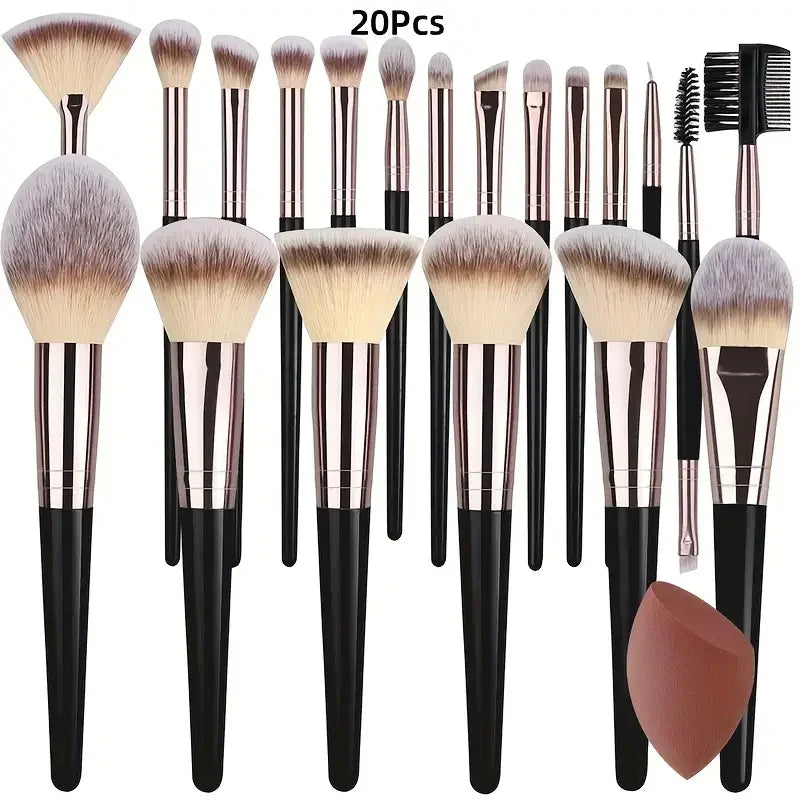 Ensemble de pinceaux de maquillage doux et moelleux, fard à barrage, fond de teint, correcteur, mélange, fard à joues, pinceau Kabuki, outil de beauté professionnel pour femme, 3-20 pièces