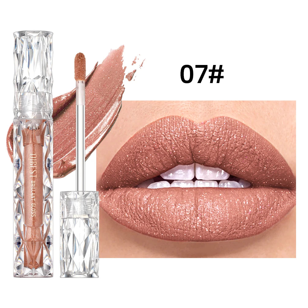 QIBEST diamant liquide rouge à lèvres hydratant longue durée violet scintillant imperméable brillant à lèvres cosmétiques mat paillettes rouge à lèvres