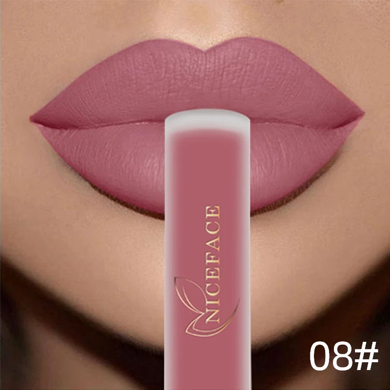 NICEFACE-Rouge à Lèvres Liquide Nude, Waterproof, Velours 256, Brcorporelle Longue Durée, Coupe Antiarina, Teinte Jules, Pigment de Maquillage, Cosmétiques