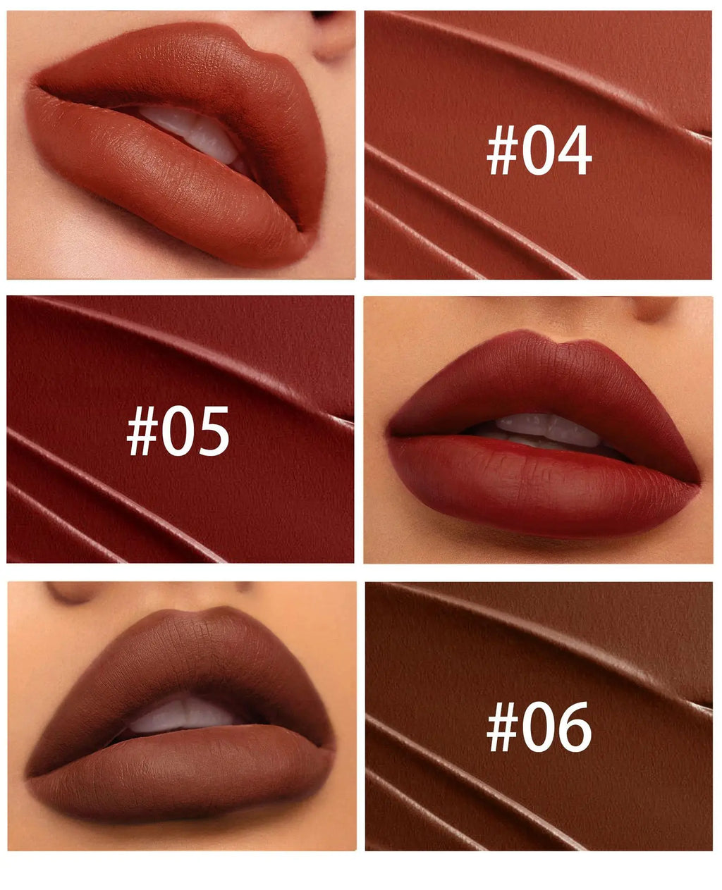Rouge à lèvres mat velours marron foncé, 6 couleurs, brillant à lèvres imperméable, Pigments durables, maquillage, café nu, cosmétique