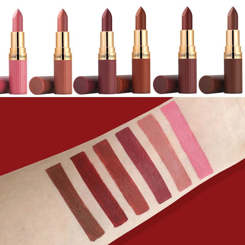 Rouge à lèvres mat velours marron foncé, 6 couleurs, brillant à lèvres imperméable, Pigments durables, maquillage, café nu, cosmétique