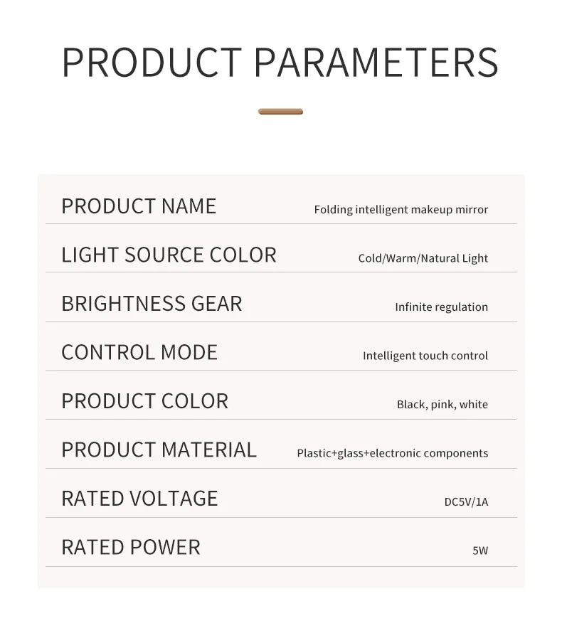 Miroir de maquillage LED portable pliable avec lumière rechargeable, miroir de maquillage de bureau, lumière de remplissage, coque en cuir