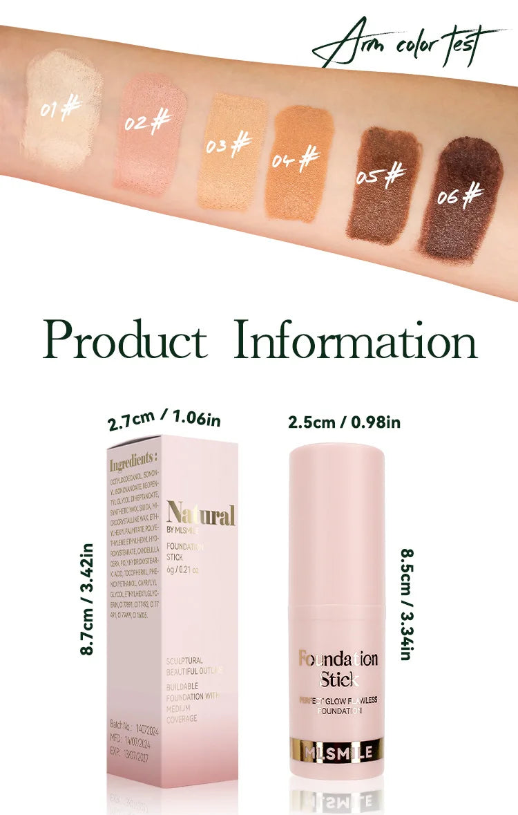 Fond de teint en bâton pour le visage, couverture complète, correcteur durable, contrôle de l'huile, fond de teint pour peau foncée, crème de Base de maquillage, mat, naturel Prime