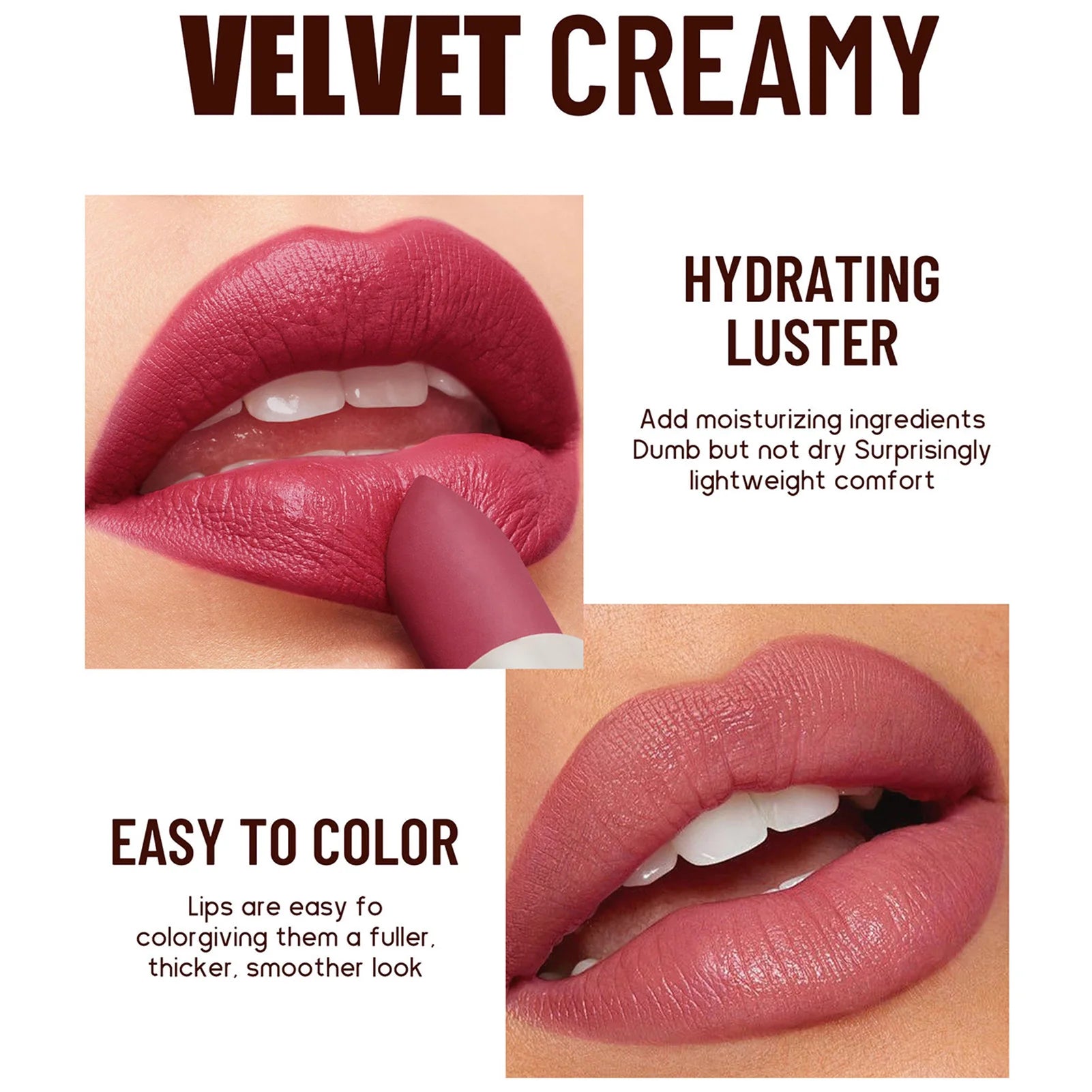 Rouge à lèvres mat velours hydratant, imperméable, longue durée, cosmétiques, mode, facile à appliquer, améliore la couleur des lèvres, Mankeup de beauté naturelle