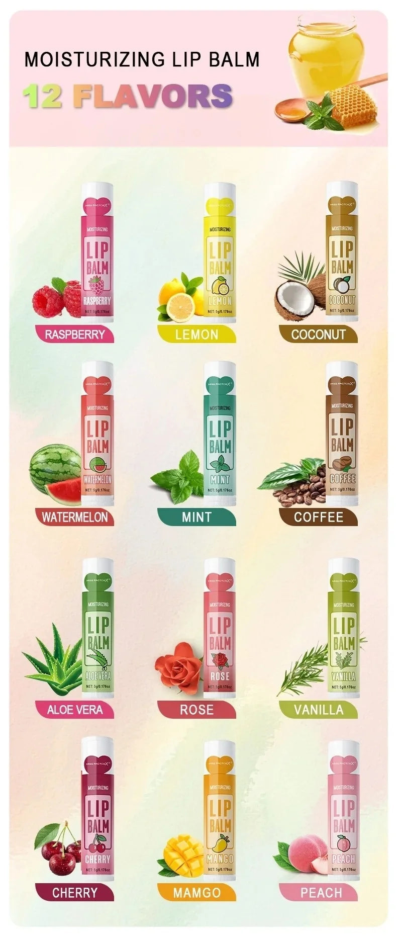 12 pièces hydratant saveur de Fruit couleur baume à lèvres ensemble hydratant nourrissant rouge à lèvres ensemble fissuration soin des lèvres hydratant longue durée