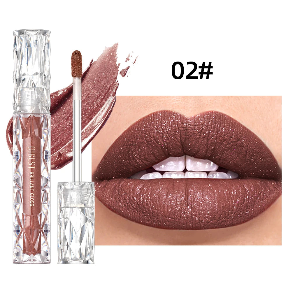 QIBEST diamant liquide rouge à lèvres hydratant longue durée violet scintillant imperméable brillant à lèvres cosmétiques mat paillettes rouge à lèvres