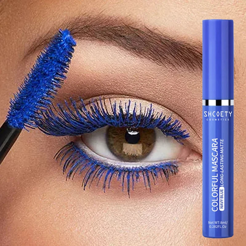 Mascara épais à friser bleu 5D, longue tenue, imperméable, coloré, séchage rapide, Extension de cils, maquillage de scène de noël