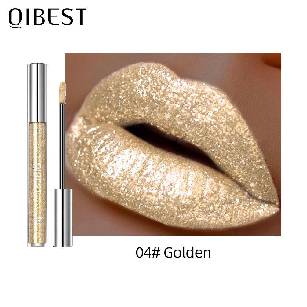 Rouge à lèvres liquide à paillettes de diamant, imperméable, longue durée, brillant à lèvres en métal, charmant, teinte de maquillage pour femmes