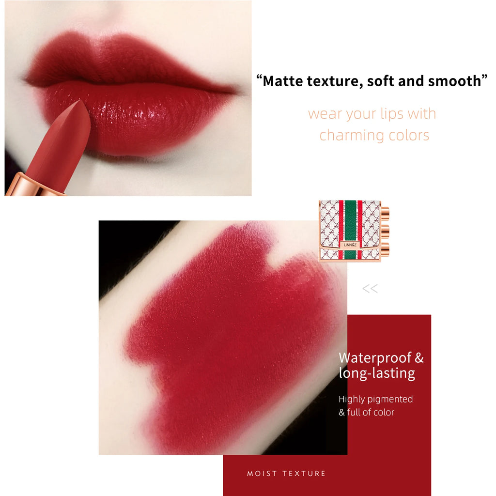 Ensemble de rouge à lèvres mat 3 couleurs, avec sac à chaîne, coffret cadeau en velours, tasse antiadhésive étanche, longue durée