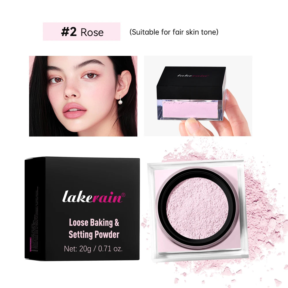 Lakerain poudre à réglage délicat durable sans perte contrôle du maquillage verrouillage de l'huile humidité créer un maquillage de Base de pores zéro